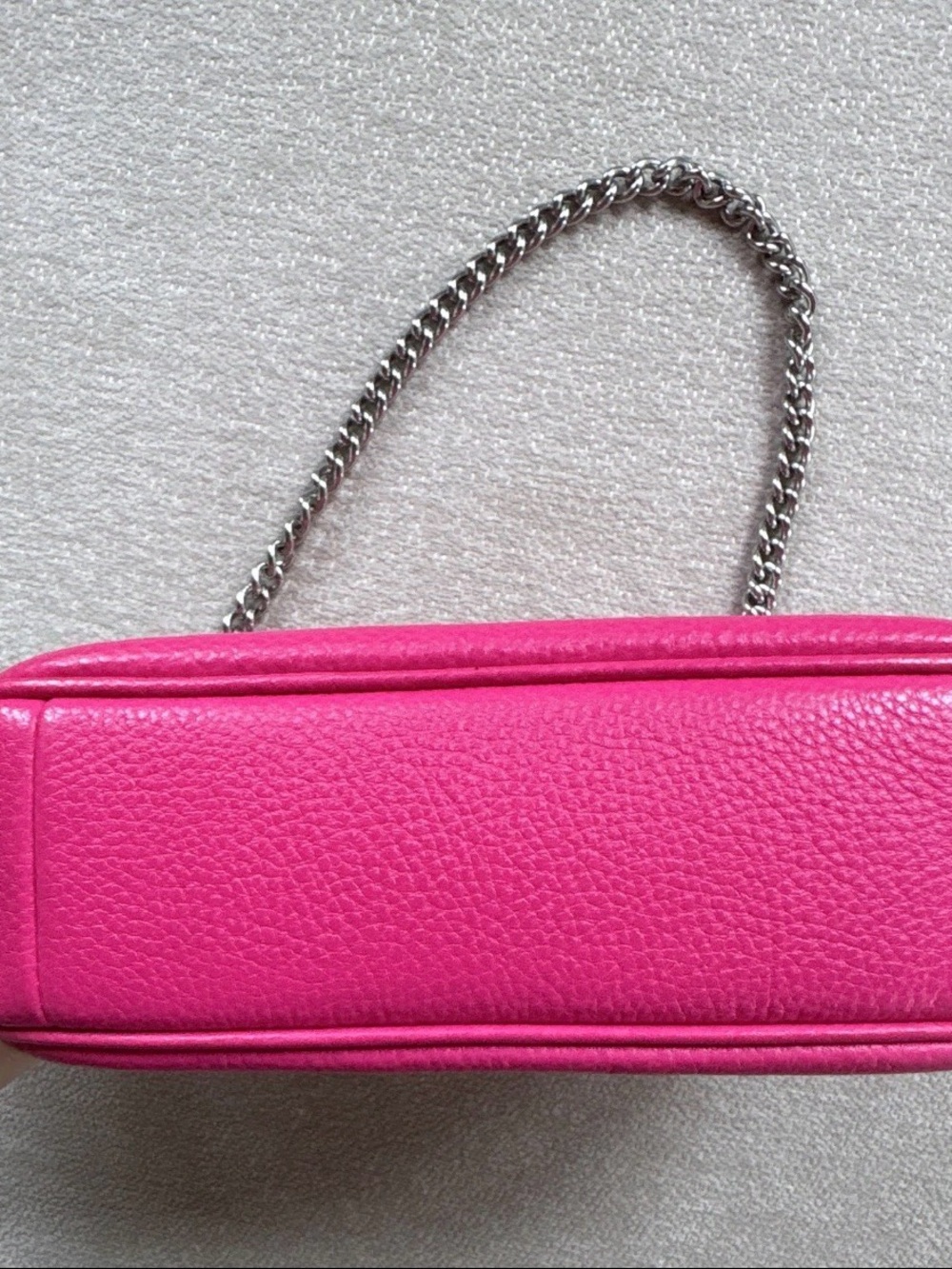 WORN ONCE - Coach “Teri” Hot Pink Leather Mini with Silver Chain & Crossbody - Picture 5 of 7
